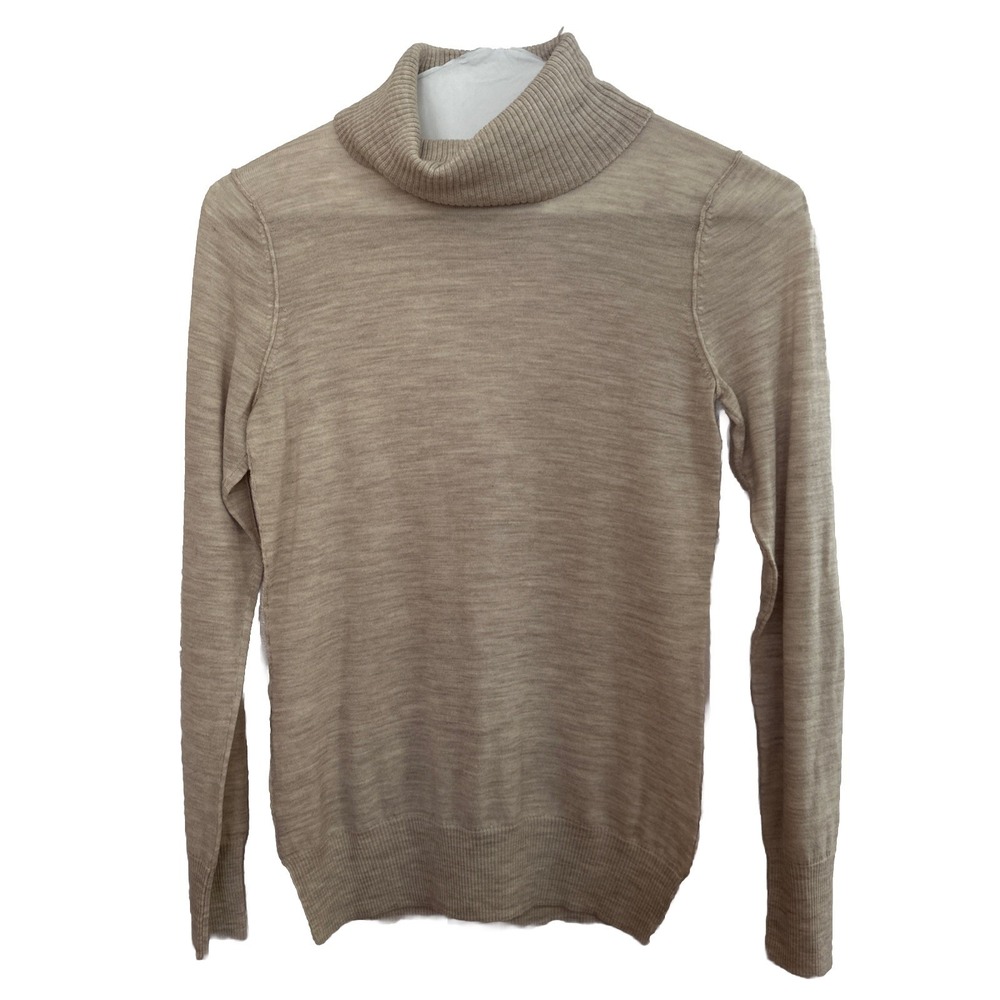 Victor Alfaro 100% Fine Merino Wool Sweater Oatmeal Turtleneck Womens Size Small